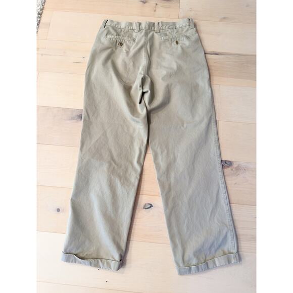 Y2K GAP Mens Chinos Size 34/32 Khaki Pleated Cuffed Classic Twee Preppy Casual - Picture 6 of 10